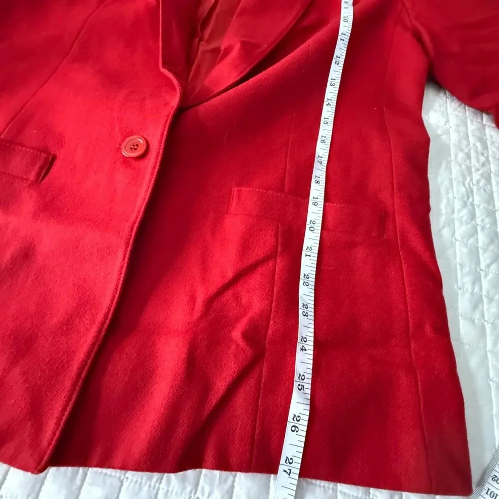 Vintage Red Wool Blend Blazer By Chimney Ridge With Button Closure & Pockets Wom - Picture 8 of 10